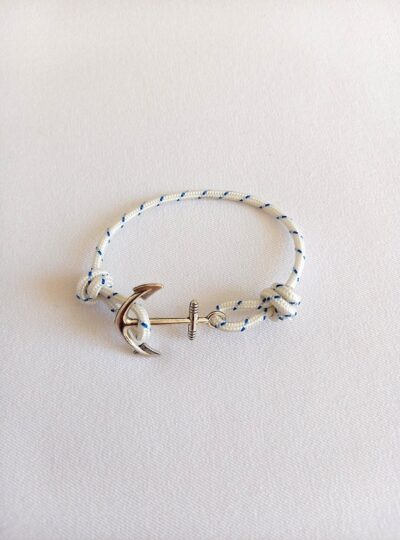 Bracelet marin ajustable en cordage blanc bleu  Fait main